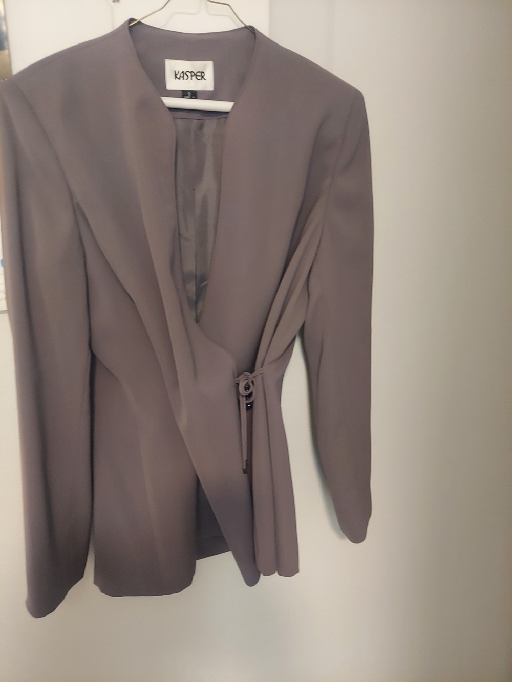 Kasper Mauve-Taupe Wrap Blazer with Tie Closure